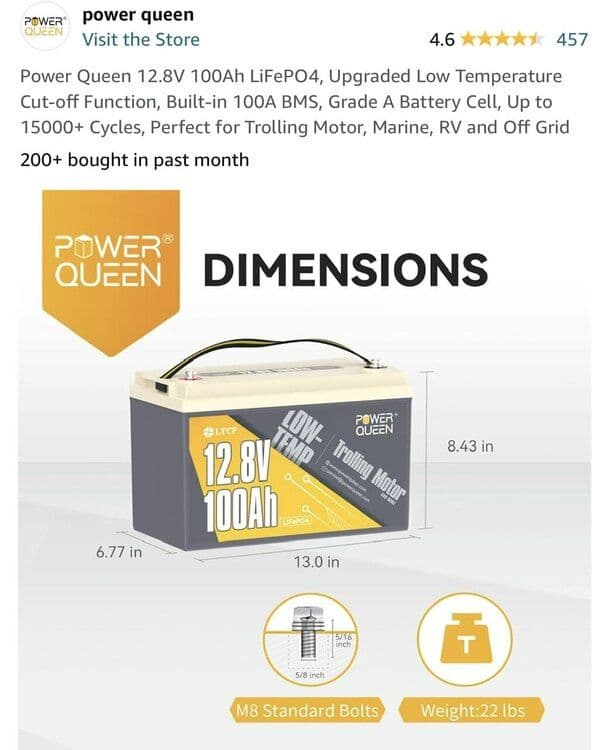 Power Queen LiFePO4 Battery 12V 100Ah Bluetooth Group31 Deep Cycle Battery image 5