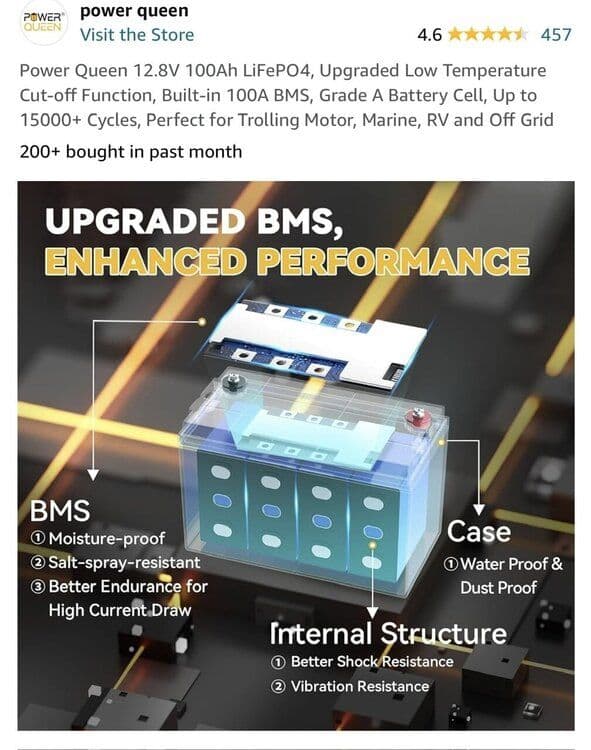 Power Queen LiFePO4 Battery 12V 100Ah Bluetooth Group31 Deep Cycle Battery image 7