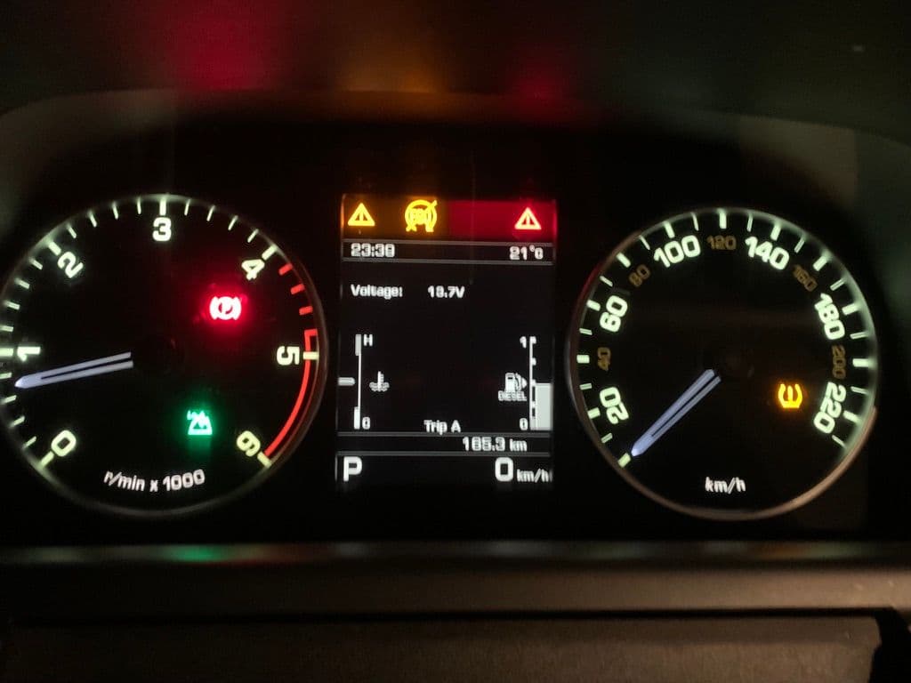 Dashboard warning lights during offroad trip